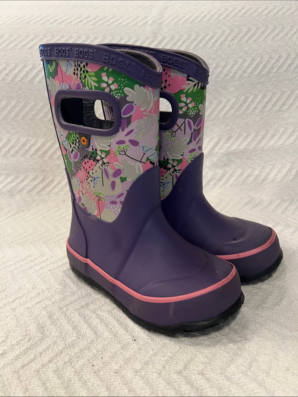 Bogs Kids Purple Floral Rain Boots - Bogs